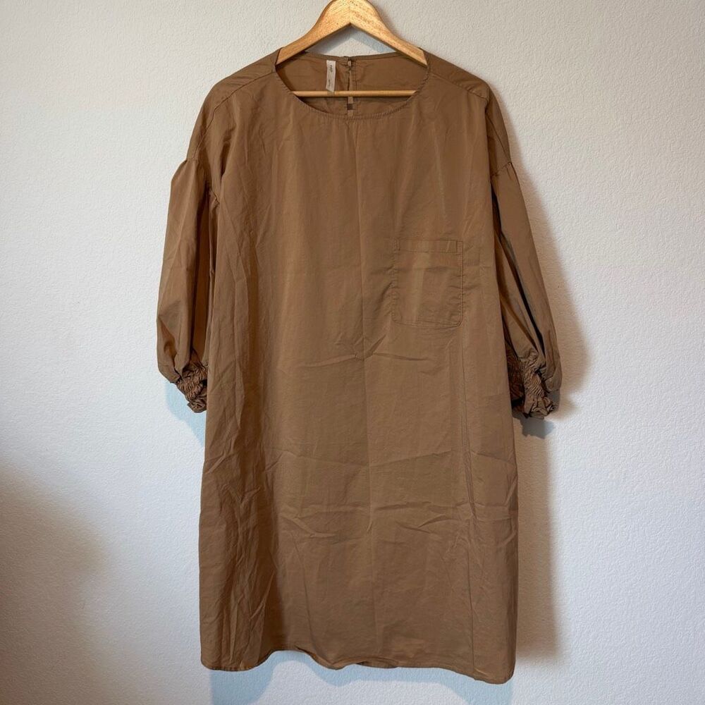 Nap Loungewear Minimalist Brown Oversized Boxy Puff Sleeve Dress Women's Large